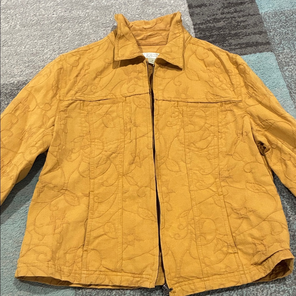 Christopher & Banks Mustard Quilted Zip Front Jacket